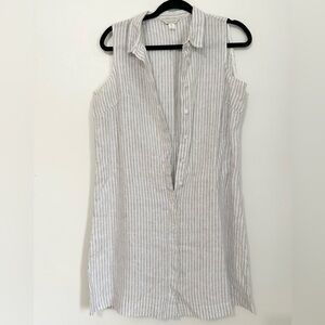 Garnet Hill sleeveless mini dress collared button down linen size 6